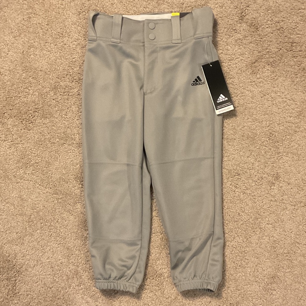 NWT Adidas Boys Light Gray Baseball Pants size XS